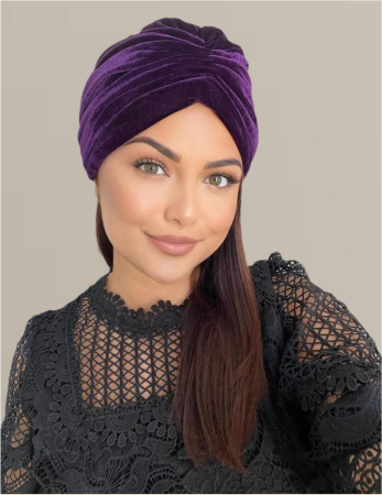 Turban dama din catifea lux cu captuseala MONALISA (VIOLET) - marime universala [3]