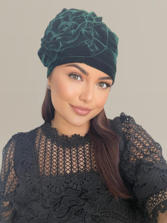 Turban elegant din catifea lux AFRODITA (VERDE) - marime universala [3]