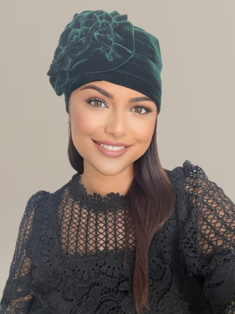 Turban elegant din catifea lux AFRODITA (VERDE) - marime universala [2]