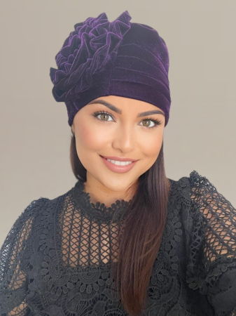 Turban elegant din catifea lux AFRODITA (VIOLET) - marime universala [3]