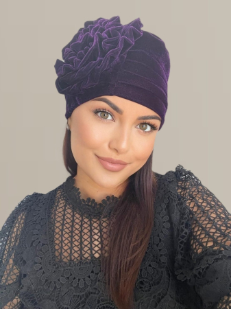 Turban elegant din catifea lux AFRODITA (VIOLET) - marime universala [2]