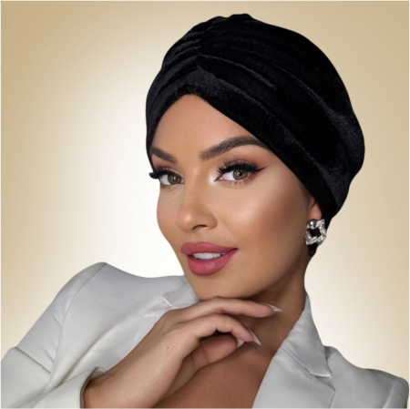 Turban elegant din catifea lux MONALISA (NEGRU) - marime universala [3]