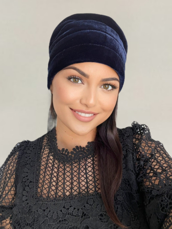 Turban elegant din catifea lux VENUS (BLEUMARIN) - marime universala [2]
