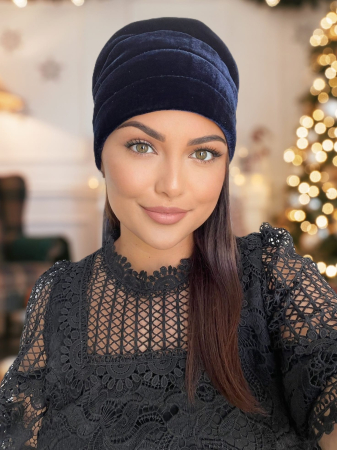 Turban elegant din catifea lux VENUS (BLEUMARIN) - marime universala [1]