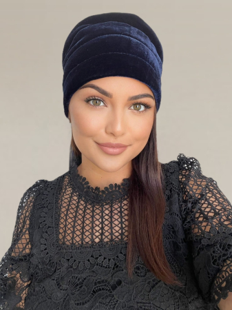 Turban elegant din catifea lux VENUS (BLEUMARIN) - marime universala [3]