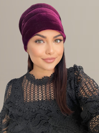 Turban elegant din catifea lux VENUS (GRENA) - marime universala [3]
