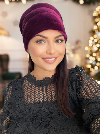 Turban elegant din catifea lux VENUS (GRENA) - marime universala [1]