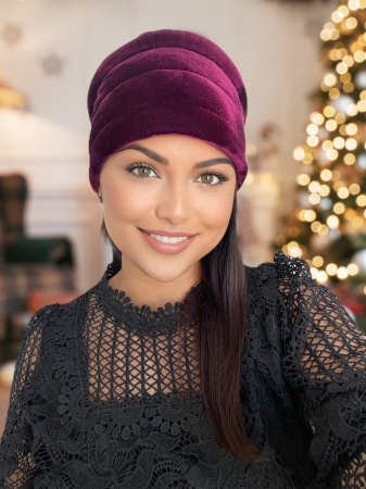 TURBANE - Turban elegant din catifea lux VENUS (GRENA) - marime universala