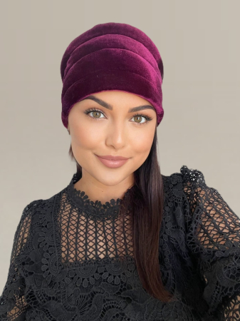 Turban elegant din catifea lux VENUS (GRENA) - marime universala [2]