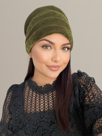 Turban elegant din catifea lux VENUS (KAKI) - marime universala [3]