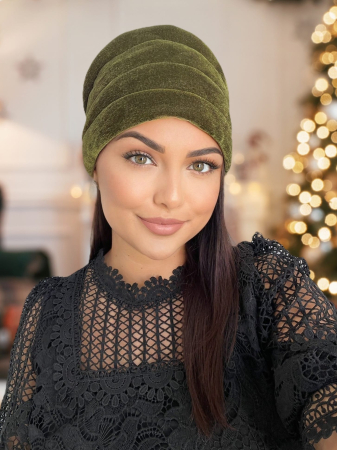 Turban elegant din catifea lux VENUS (KAKI) - marime universala [1]