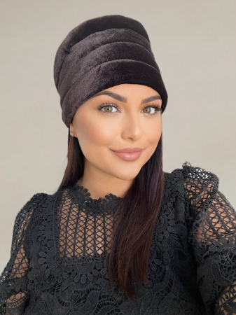Turban elegant din catifea lux VENUS (MARO inchis) - marime universala [4]