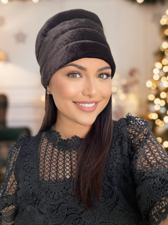 TURBANE - Turban elegant din catifea lux VENUS (MARO inchis) - marime universala