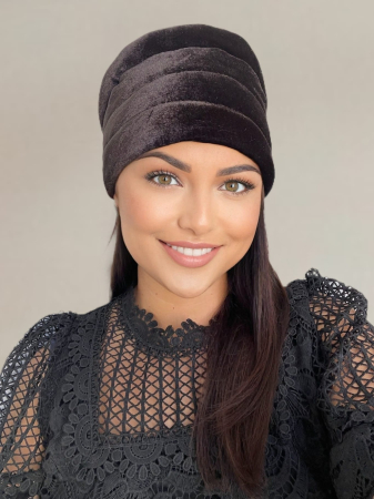 Turban elegant din catifea lux VENUS (MARO inchis) - marime universala [3]