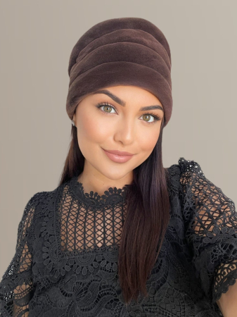 Turban elegant din catifea lux VENUS (MARO mahon) - marime universala [2]