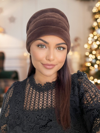 TURBANE - Turban elegant din catifea lux VENUS (MARO mahon) - marime universala