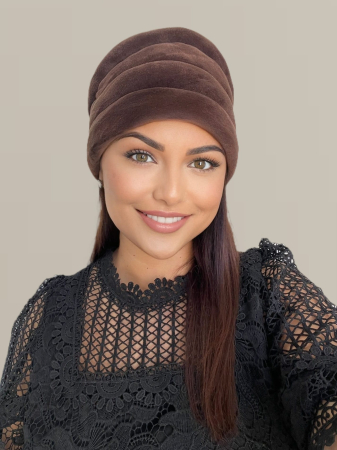 Turban elegant din catifea lux VENUS (MARO mahon) - marime universala [1]