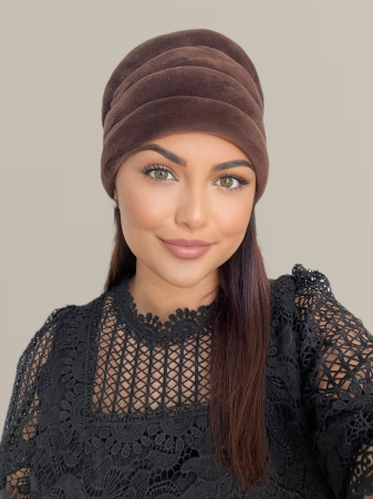 Turban elegant din catifea lux VENUS (MARO mahon) - marime universala [3]