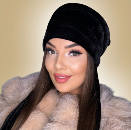 Turban elegant din catifea lux VENUS (NEGRU) - marime universala [2]