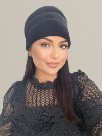 Turban elegant din catifea lux VENUS (NEGRU) - marime universala [2]