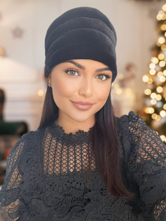 Turban elegant din catifea lux VENUS (NEGRU) - marime universala [1]