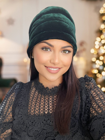TURBANE - Turban elegant din catifea lux VENUS (VERDE smarald) - marime universala