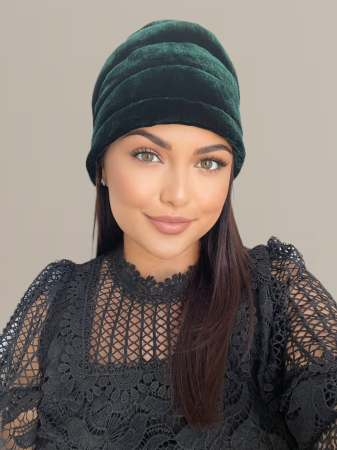Turban elegant din catifea lux VENUS (VERDE smarald) - marime universala [4]