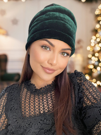 Turban elegant din catifea lux VENUS (VERDE smarald) - marime universala [1]