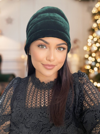 Turban elegant din catifea lux VENUS (VERDE smarald) - marime universala [2]