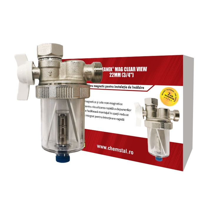 Filtru transparent antimagnetita pentru instalatia de incalzire - Cleanex Mag Clear View 3/4 (22mm) [1]