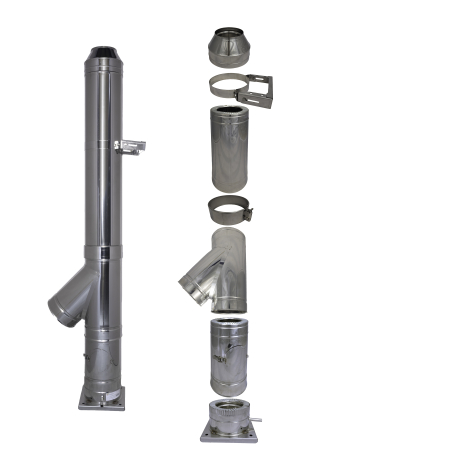 COS DE FUM la 4 Metri D130/200 mm | Plecare Sol | Teu 135 Grade | Terminatie Conica [0]