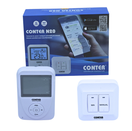 cu fir - Cronotermostat de ambient fara fir CONTER N20 - Wi-Fi - aplicație mobilă
