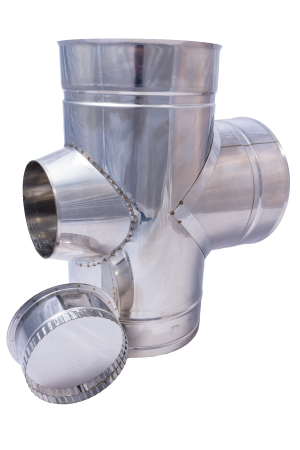 Coșuri de fum - TEU INOX IZOLAT 90* CU USITA INSPECTIE