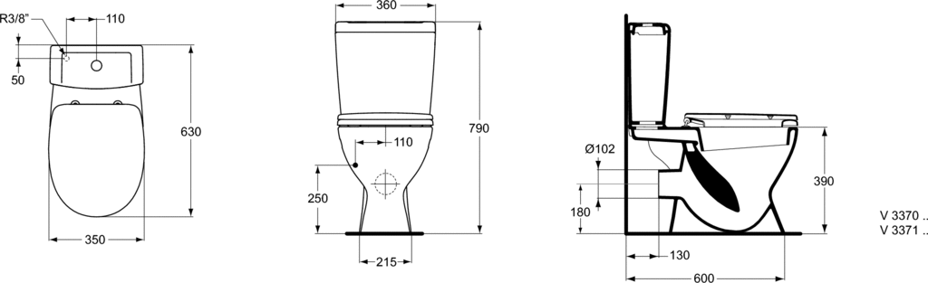 Set WC 352 x 630 x 790 mm Ideal Standard gama Eurovit Plus [2]