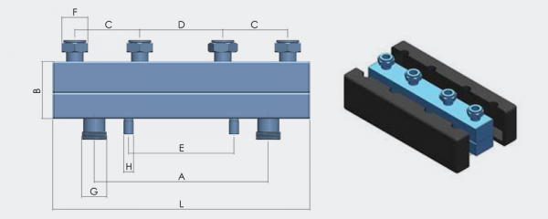 Distribuitor/colector cu 2 circuite FOME compact 180/110 2