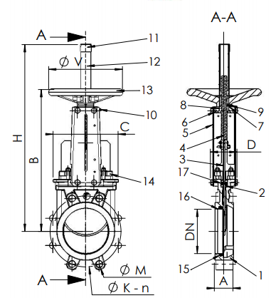 Robinet sertar cu cutit, DN300, TECOFI VG3400 [2]