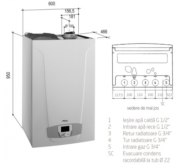 Centrala termica Baxi Nuvola Platinum+ 24 GA cu boiler incorporat de 40 litri - 24 kW [4]