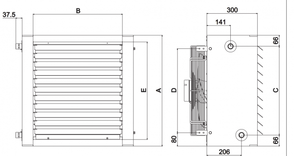 Aeroterma pentru incalzire, 40.34 kW. 3900 m³/h, 4 poli, 400V, Galetti Areo P 34 [4]