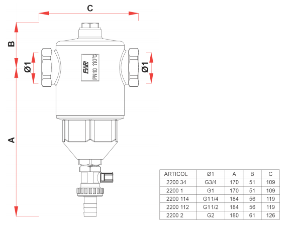 Separator de namol cu magnet, 1", FAR Rubinetterie [7]