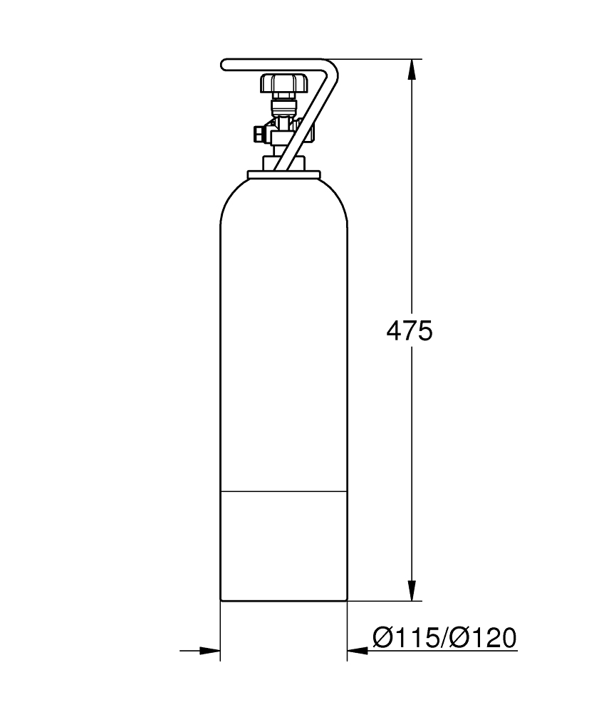 Accesorii Grohe Blue, butelie co2 Grohe Blue, 2 kg, co2 alimentar Grohe profesional, 350 l apa carbogazoasa [6]