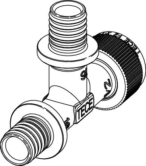 Adaptor rapid TECE teu iesire laterala, bronz cu siliciu 16 x 16 x 1/2" [3]