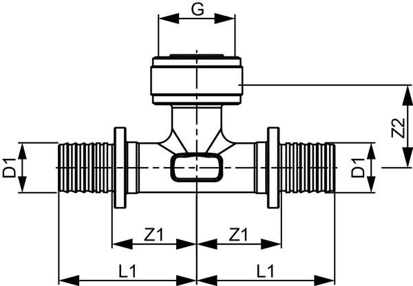 Adaptor rapid TECE teu iesire centru, bronz cu siliciu 16 x 1/2" x 16 [2]