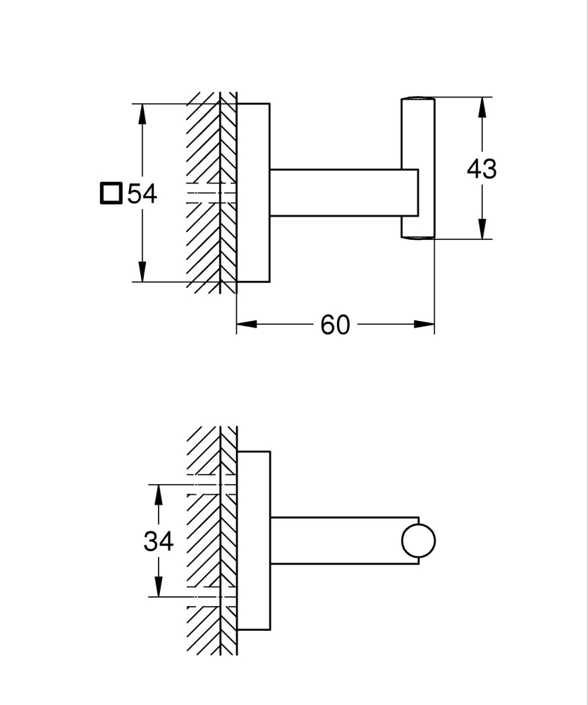 Agatatoare prosop Grohe Start Cube montare pe perete, 1 cui, crom mat [3]