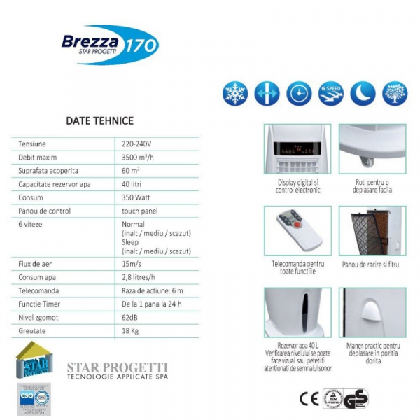 Aparat climatizare interior/exterior, 350 W, 3500 m³/h, Star Progetti Brezza 170 [4]