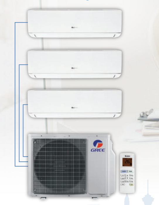 Aparat de aer conditionat multisplit, 2 x 9000 Btu + 12000 Btu + 18000 Btu, cu unitate externa de 36000 Btu, Gree [1]