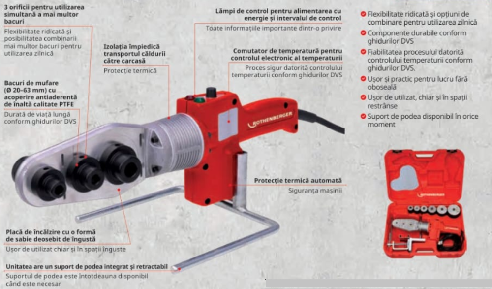 Aparat electric de sudat tevi tip Roweld P 63 - S6 20-63 mm cu reglare electronica a temperaturii [2]