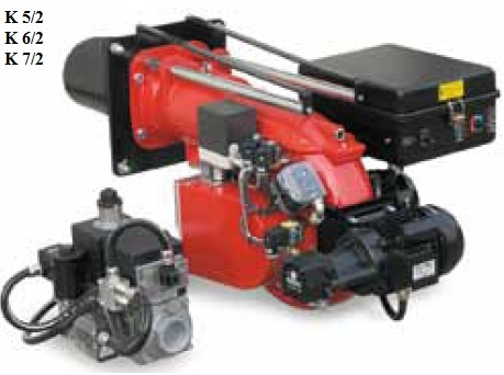 Arzator mixt pe gaz/motorina, 2 trepte, 581-1163 kW, 2", cap de ardere lung, F.B.R K 6/2 TL [1]
