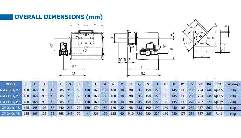 Arzator mixt pe gaz/motorina, 1 treapta, 58.1-151.1 kW, 1", cap de ardere lung, F.B.R GM X3 TL [2]