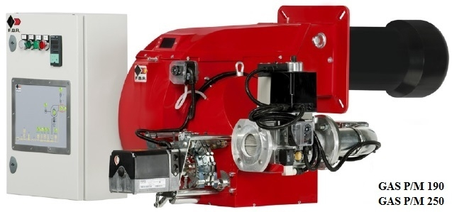 Arzator pe gaz modulant, 349/1046-2209 kW, DN65, cap de ardere lung, F.B.R GAS P 190/M MEC LOW Nox [1]