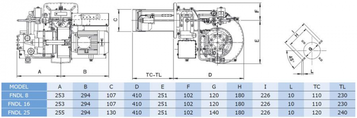 Arzator pe CLU si ulei ars, 1 treapta, 57-91 kw, cap de ardere scurt, F.B.R. FNDL 8 TC [2]